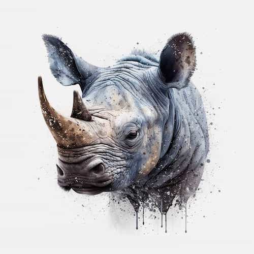 Kind Splashed Rhino - Poster